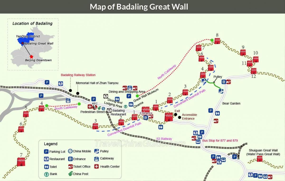 Beijing tembok besar peta
